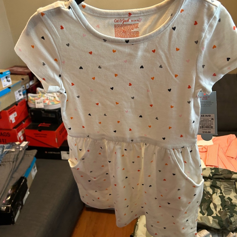 Cat & Jack White Dress with Heart Pattern